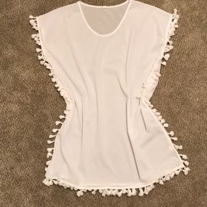 White tassel swimsuit cover-up